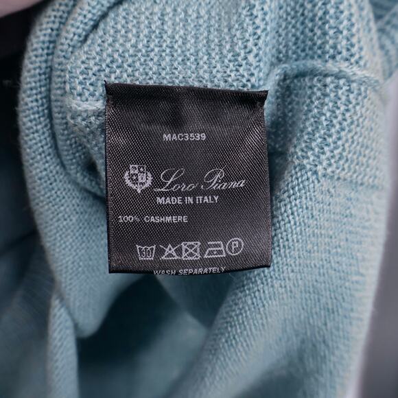 Loro Piana 100% Cashmere V-Neck Long Sleeve Sweater In Turquoise Size 44 Italy - Picture 8 of 9